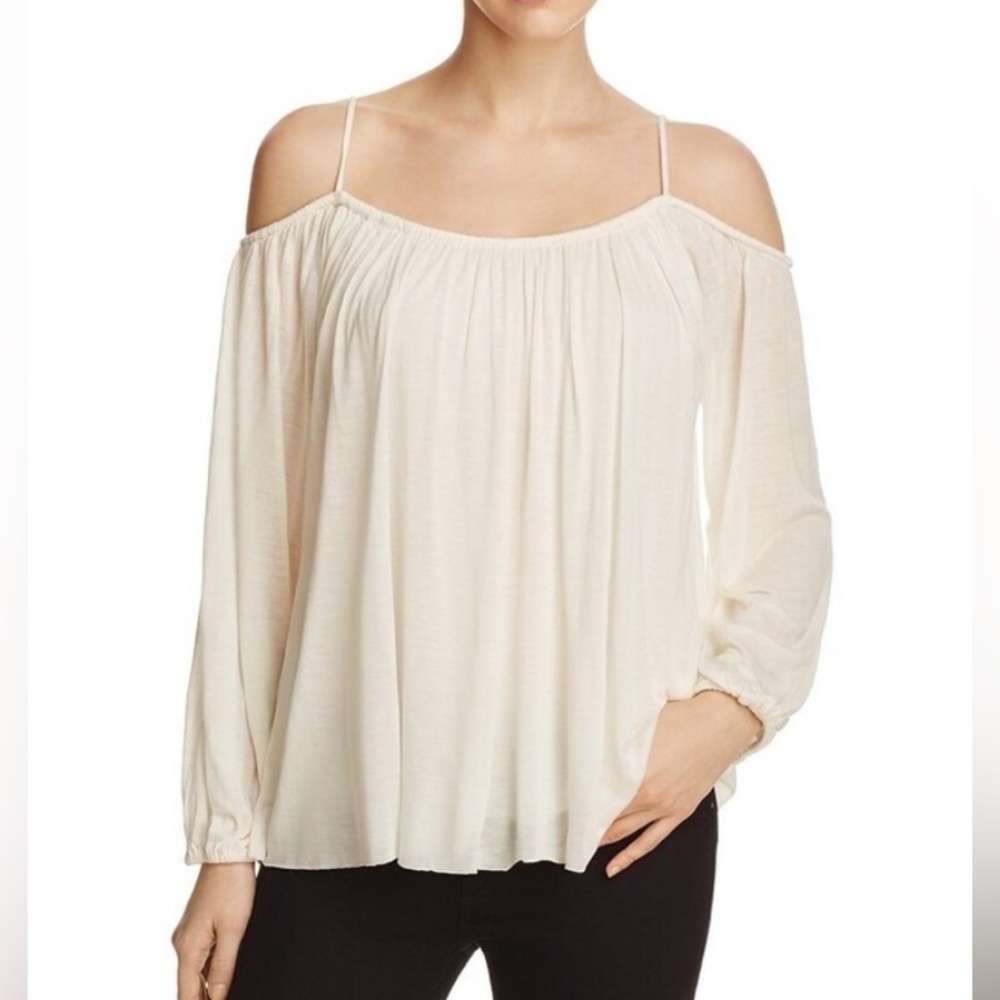 Bailey 44 Cream Cold Shoulder Top in a Soft Flowing Knit